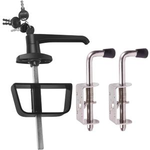 Hurrikom Shed Door Latch Kit with 5 Keys -L-Handle Lock Kit and 2 Packs Spring Loaded Latch Hardware for Sheds, Gates, Barn Doors, Wooden Window, Chicken Coops