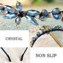Pink Rhinestones Headbands for Women Girl Crystal Beaded Hairbands Baroque Thin Hair Hoops Bejeweled Headband for Womens Hair (Blue Type 1)