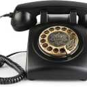 Sangyn Retro Rotary Landline Phones with Mechanical Ringer, Volume Control, Redial, No AC Power Required Vintage Corded Phones Old Fashioned Antique Telephone for Home Office for Decor