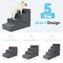 5-Step Dog Stairs and Ramp for Small Dogs and Cats, Pet Steps for High Bed with Non-Slip Bottom, Grey