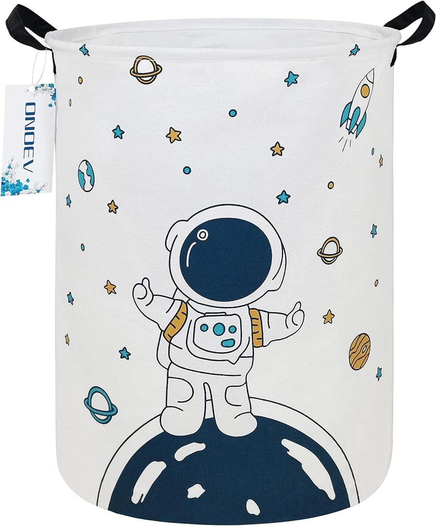 Round Fabric Storage Bin,Decorative Basket,Organizer Basket with Handles,for Clothes Storage,books and sundries (Star astronaut), 19.7inch(H) x 15.7Inch(D)