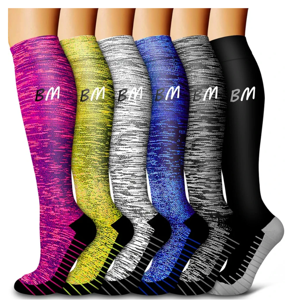 6 Pack Copper Compression Socks for Women and Men Circulation-Best Support for Medical, Running,Nursing,Athletic L/XL
