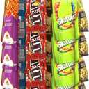 Chip Rack Display Stand with 360 Rotation, Wood Snack Display Rack with Message Board, Snack Bag Holder Chip Organizer for Pantry, Counter, Concession Stand, Vendor and Retail Store