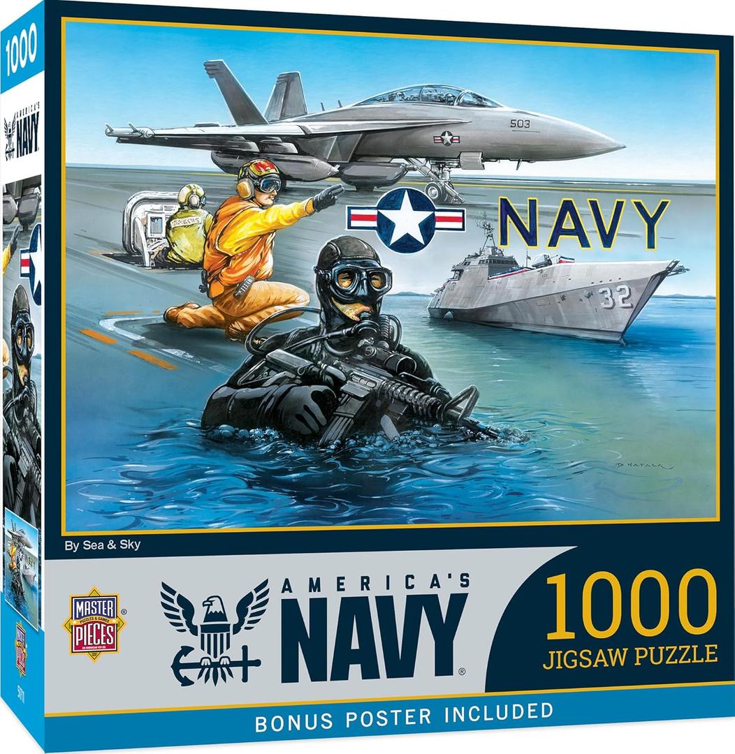 MasterPieces 1000 Piece Jigsaw Puzzle for Adults - U.S. Navy Patriotic Puzzle - 19.25"x26.75" - Adult Jigsaw Puzzles 1000 Pieces