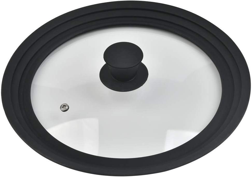 Universal Lid for Pots and Pans, Tempered Glass Skillet Lid, Universal Pan Lid Frying Pan Lid with Heat Resistant Silicone Rim, One Size Fits 10", 11" and 12"