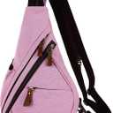 HuxFam Canvas Sing Bag for Women Crossbody Bags Backpack Purse Rucksack Small Casual Daypack (16l.pink)