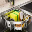 Kitchen Sink Organizer Corner Sponge Holder, Adhesive Stainless Steel Sponge Caddy for Kitchen,Dish Cloth Hanger Sponge Holder Sink Storage Rack for Space-Saving Storage(not for Rounded)