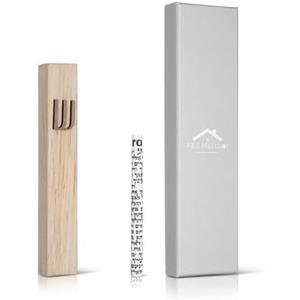Wood Mezuzah Case with Scroll for Door Modern/Traditional Design, Easy Peel and Stick Mezuzah Cover, Home Blessing and Protection Houswarming Gift (White Oak+ Wood, 6 Inches)