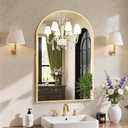 NEWBULIG 22X30 Inch Arched Bathroom Mirror for Wall, Vanity Bathroom Mirrors for Over Sink Tempered Glass, Anti-Rust Arched Metal Framed, Hangs Horizontally or Vertically, Farmhouse Home Decor, Gold