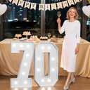 3FT 70 Marquee Numbers, 70 Light up Numbers for Party, 70th Birthday Decorations for Women Men, Big 70 Sign with Light for Anniversary, Birthday Backdrop Decor
