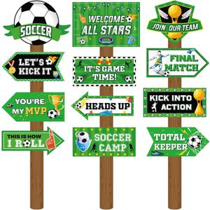 Lemosae 24 Pcs Soccer Party Decorations Soccer Sign Sport Ball Poster Paper Cutouts Decorations Welcome Yard Sign for Boys Girls Birthday Party Supplies Home Decor Photo Booth Props