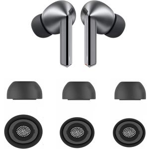 Replacement for Galaxy Buds3 Pro Earbuds Tips Silicone Ear Tips, Galaxy Buds 3 Pro Eartips S/M/L 3 Size 3 Pairs Upgrade Black 913b3