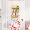 Consumest Over The Door Hooks Organizer - 4 Tier Door Coat Rack with 3 Baskets and 12 Hooks, Stainless Steel Towel Hanger for Bedroom, Bathroom, Living Room, Gold