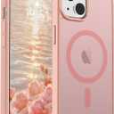 SUPFINE Magnetic for iPhone 15 Case (Compatible with MagSafe) (Military Grade Drop Protection) Slim Translucent Matte Shockproof with Anti-Fingerprint Phone Case, Pink
