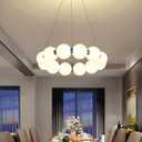 Dia 16" Modern Ring Chandeliers Black Round Pendant Light Fixture Globe Chandelier for Dining Room Living Room Bedroom