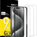 NEW'C 3 Pack Designed for iPhone 15 Pro Screen Protector (6.1 inches), Enhanced Tempered Glass Protection with easy installation tool included,Case Friendly Ultra Resistant (Transparent)