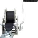 Camco 2000lb Boat Trailer Winch - Manual Hand Crank Boat Winch Features 20-Foot Strap & 2-Way Ratchet - 2,000lb Weight Capacity - Boat Trailer Accessories (50000)