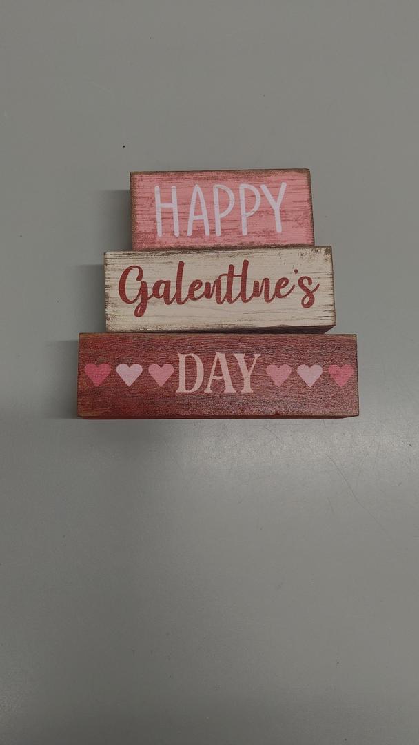 3 Pcs Happy Galentines Day Decorations Wooden Hearts Table Centerpiece Happy Galentines Day Party Table Sign for Valentines Tiered Tray Desk Mantle Shelf Decor