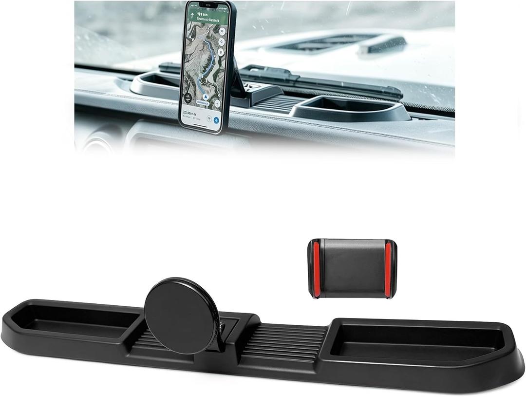 Dash Magnetic Phone Mount for 2024-2026 Jeep Wrangler JL JLU & Gladiator JT Accessories (NOT for 4XE), Multi-Mount 360 Rotating Phone Holder Dashboard Tray with Metal Rod
