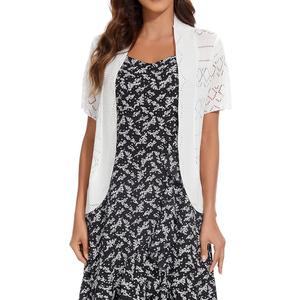 XUNZRLN Women's Open Front Bolero Shrug Lightweight Knit Hollow Out Cropped Cardigan, Large