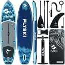 Flyski 11'x34 Ultra Wide Paddle Boards, Inflatable SUP, Full Accessories