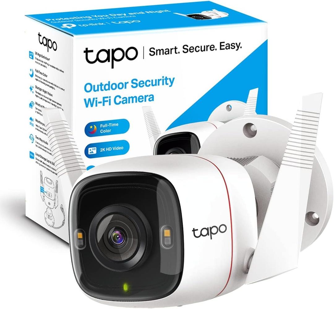 Tapo 2K QHD Security Camera Outdoor Wired, Starlight Sensor for Color Night Vision, Free AI Detection, Built-in Siren, Cloud/SD Card Storage, Works with Alexa & Google Assistant C320WS