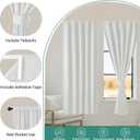 Adhesive Blackout Curtains for Bedroom 36 Inch Long 2 Panels | No Drill Window Blinds, Thermal Insulated UV Protection, Light Blocking Drapes. Greyish White 29"W x 36"L