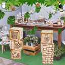 19 Pcs Jungle Safari Party Decorations 12 Inch Jungle Theme Favor Boxes with Burlap Leaf Ribbon and Tropical Palm Leaves for Classroom Woodland Adventure Birthday Baby Shower Decor