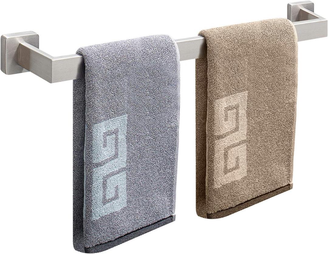 NearMoon Towel Bar, Bath Accessories Premium Thicken Stainless Steel Square Shower Towel Rack for Bathroom, Towel Holder Wall Mounted (1 Pack, Brushed Nickel, 27 Inch)