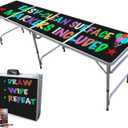 PARTYPONG PartyTable 8 Foot or 4 Foot Portable Folding Adjustable Table w/Erasable Surface - Perfect for Art, Classrooms, Birthday Parties, Picnics, BBQs & More!