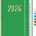 2 x 2026 Planner, Weekly and Monthly Planner for Women, January 2026 - December 2026, Hardcover 2026 Calendar Planner Book with Tabs, Inner Pocket, Spiral Bound, Perfect for Office Home School Supplies - A5 (6.3" x 8.5"), Racing Green