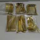 N9R 300PCS Gold Plastic Silverware, Heavy Duty Gold Plastic Cutlery Set Disposable Flatware Dinnerware, 100 Forks, 100 Spoons, 100 Knives, Perfect for Party, Wedding and Daily Use