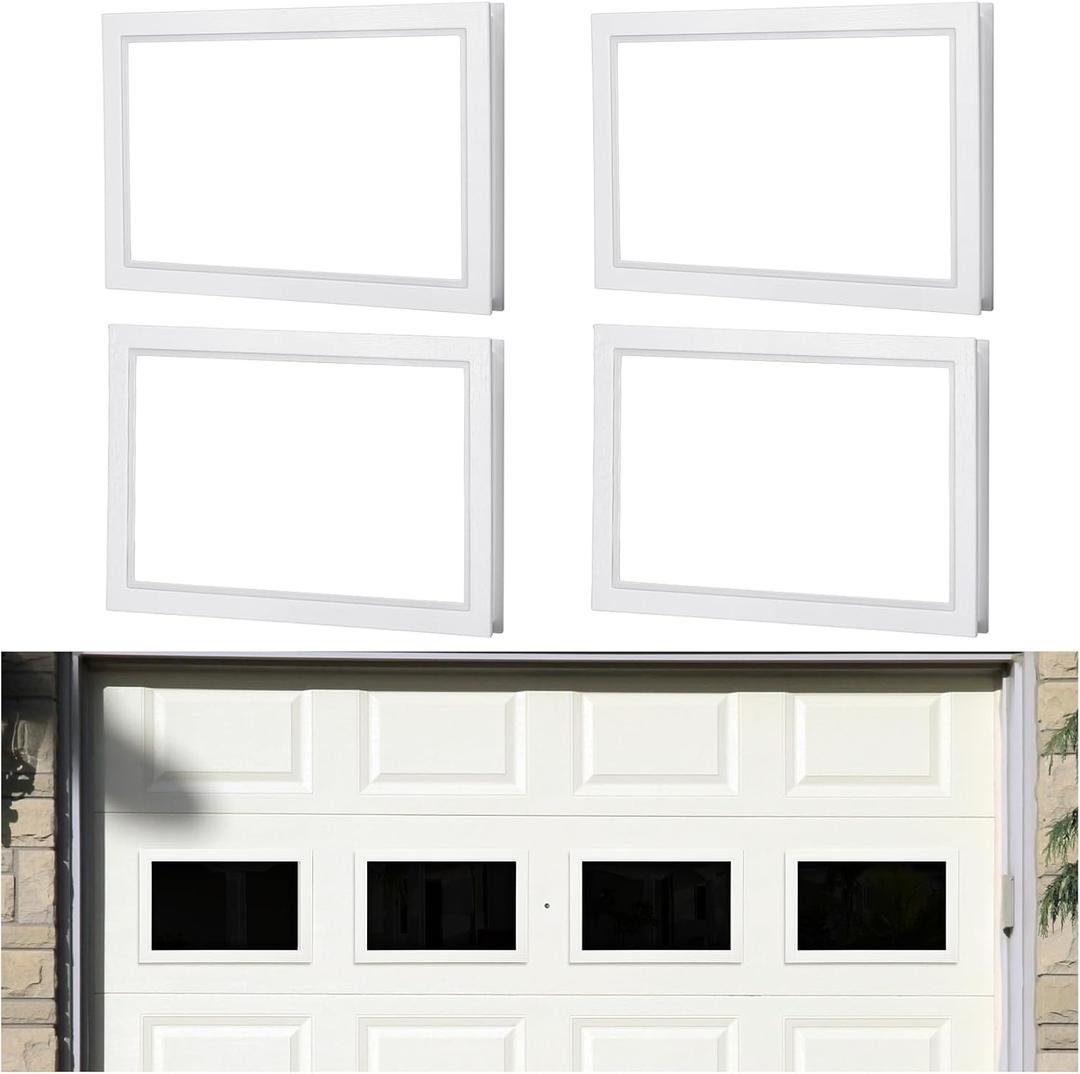 Tandefio 4 Pcs Garage Door Windows Vinyl with UV Resistant Plexy Glass Garage Door Windows Inserts(Style2)