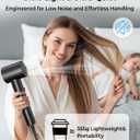 High Speed Ionic Hair Dryer, 160,000 RPM Brushless Motor Blow Dryer for Fast Drying, 500M Negative Ions for Frizz-Free Hair, Smart Heat Control, Low Noise Lightweight with Magnetic Diffuser & Nozzle