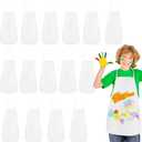 PLULON 30 Pcs Kids Painting Aprons, Kids Aprons for Painting White Art Apron Smocks Bulk for Art Activity Craft Home Kitchen Classroom Party Supplies White