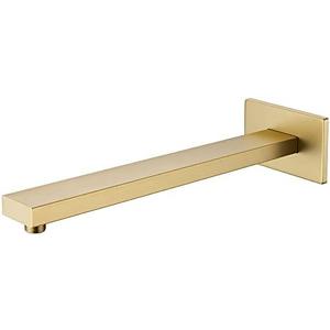 RANDOM 16 Inch Brushed Gold Shower Arm with Flange and Teflon Tape,Thicken Stainless Steel Extension Extender Pipe for Fixed Rain Shower Head,Extra Long High Rise Shower Head Extension Arm.91118-16BG