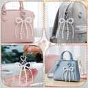 Nogeqi Pearl Bow Keychain Cute White Pearl Bag Charm, Elegant Heart Y2k Bow Purse Charms for Handbags for Women Girls
