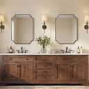 ANDY STAR Matte Black Bathroom Mirror, 22x30'' Scalloped Mirror for Bathroom, Unique Rectangle Bathroom Mirror in Premium Stainless Steel Frame, Deep 1", Ideal for Limited Space