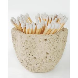 Concrete Matches Holder with Striker-Beautiful Petal Shape Match in Jar-for Cute/Fancy/Long Candle Match,Refresh Any Modern Home Decor with Premium floral Jar-No Matches (milky beige)