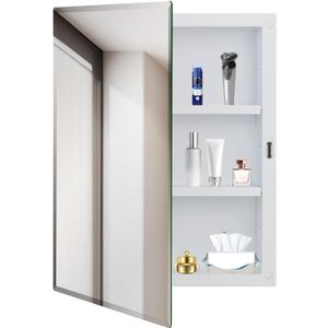 Bathroom Medicine Cabinet with Beveled Mirror,Medicine Cabinet with Storage Function,Hanging Storage Cabinet,Bathroom Mirror Cabinet,Adjustable Shelves,White (16 x 20 inch)