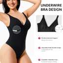 Nebility Shapewear Bodysuits for Women Tummy Control Body Shaper Deep V Neck Thong Body Suits (Black,Small) (Black, S)