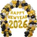 2026 New Years Balloon Arch Garland Kit, 2026 New Years Eve Party Supplies with Happy New Year Banner 32" 2026 Foil Balloons for Happy New Year Decorations 2026 NYE Party Supplies
