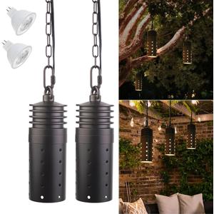 Low Voltage Landscape Hanging Lights, 12V Outdoor Pendant Lights Cylindrical, Free 3W 300lm MR16 LED Bulb Warm White (2-Count)