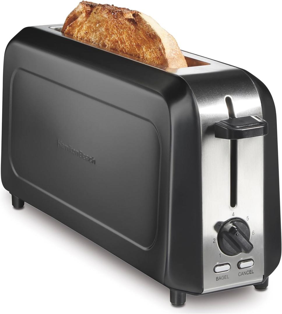 Hamilton Beach Extra Wide Long Slot 2 Slice Toaster, Browning Control With 7 Shades, Bagel Function, Cancel Button & Auto Shutoff, Modern Slim Design Fits Any Space, Black (22989)
