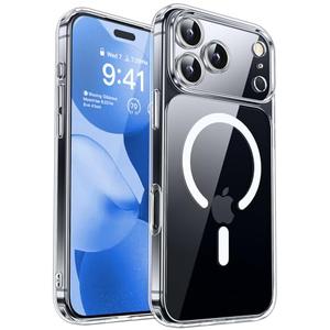 CANSHN Magnetic Compatible with iPhone 17 Pro Max Case Clear, Upgraded [Full Camera Protection] [Compatible with Magsafe] Non-Yellowing Protective Shockproof Bumper Phone Cover 6.9 Inch - Clear