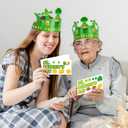 30 Pack St. Patrick's Day Crown Crafts Kit for Kids Classroom with Elastic Band, Blank Green Shamrock Clover Paper DIY Hats with Gold Coins Stickers for Irish St Patricks Day Theme Party Supplies