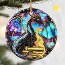 Christmas Ornaments, Dodosky 2.8in Ceramic Dragon Ornament, Xmas Decor, Christmas Tree Ornaments, Xmas Decorations for Tree, Holiday Ornament, Gifts for Dragon Lovers, Gifts for Bookworms, Book Lovers Pack Of 2
