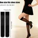 Yolev 4 Pairs Sheer Knee High Stockings for Womenblack Nylon Knee High Socks with Reinforced Toe (One Size)