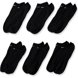 Nike Unisex Adult Everyday Lightweight Training No-Show Socks (6 Pairs) | Mens and Womens (Large, Black/White)