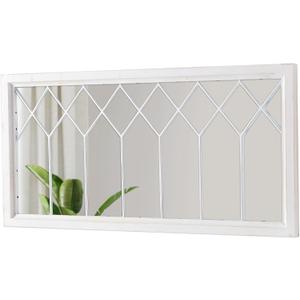 Rectangular Window Mirrors for Wall Decor 20 X 40 Inch, Distressed White Farmhouse Wooden Window Pane Mirror for Living Room, Rustic Horizontal Long Mirrors for Hallway Entryway